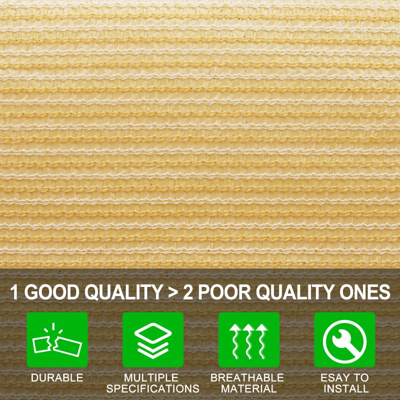 Shatex 90% Sun Shade Fabric, 8x12ft Sun-Block Net Mesh Shade with Clips for Pergola Cover Porch Vertical Screen, Beige - Image 2
